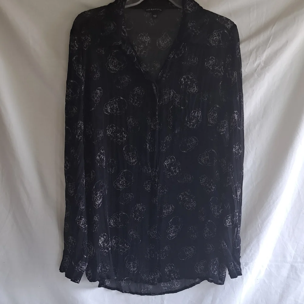 Black Sheer Women's Blouse - Picture 1 of 8